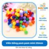 Combo 180 viên bông pom pom mini 20mm nhiều màu sắc cho bé làm đồ thủ công 28.Viên bông pom pom mini 20mm